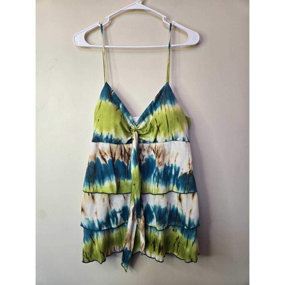 Janette Plus Vintage Y2K Tie Dye Tiered Ruffle Tank Top 3X